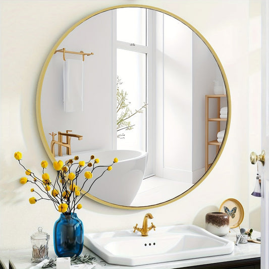 Round Metal Wall Mirror, Decorative Wall Mirror for Dressing and Daily Routines detail image