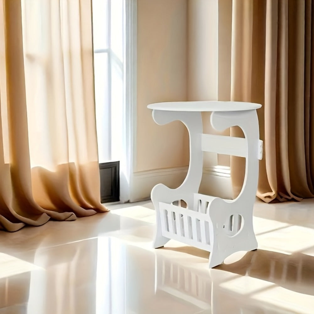 Round Nightstand with Side Table for Practical Everyday Home Use in Bedroom detail image - detail view 3