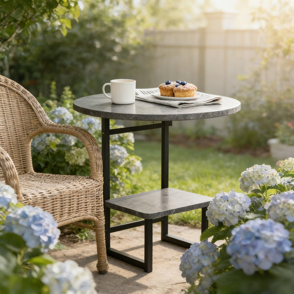 Round Outdoor Side Table with Weather-Resistant Finish and Multiple Color Options detail image - detail view 10