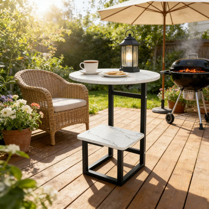 Round Outdoor Side Table with Weather-Resistant Finish and Multiple Color Options detail image - detail view 8