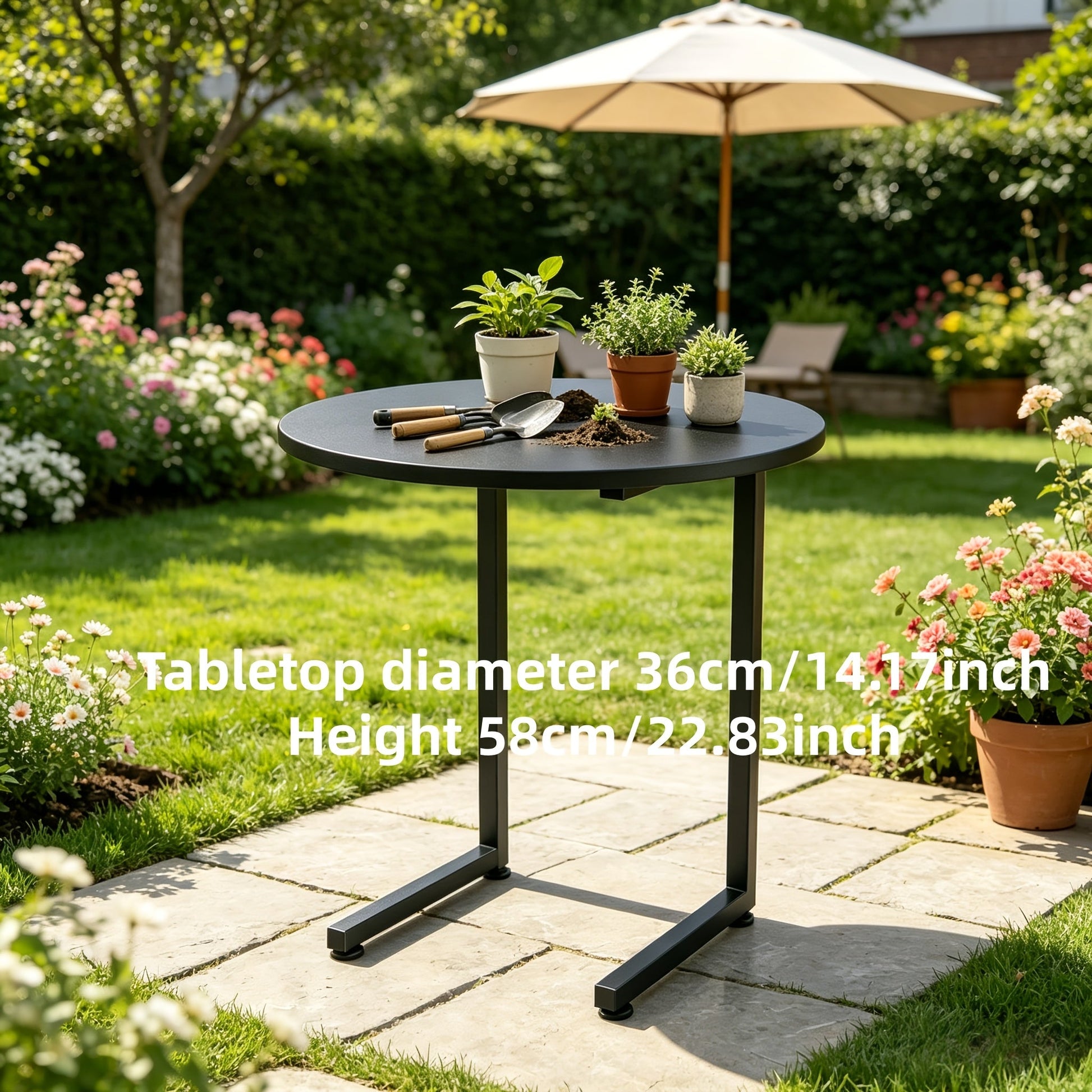 Outdoor Side Table shown in the Single layer pure black option