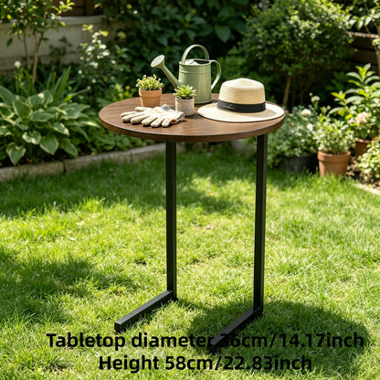 Outdoor Side Table shown in the Single Layer Wood Grain Brown option
