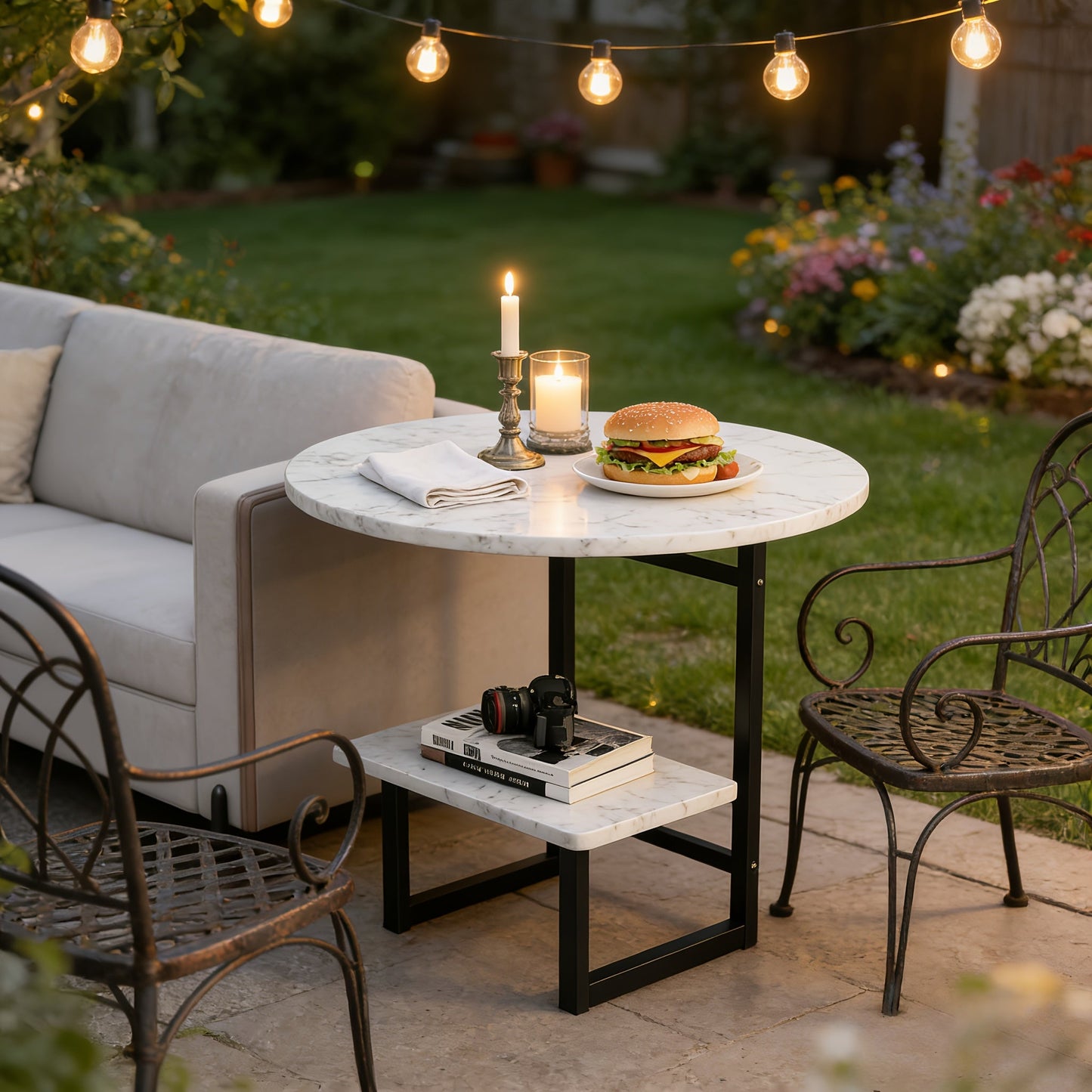 Outdoor Side Table shown in the White option