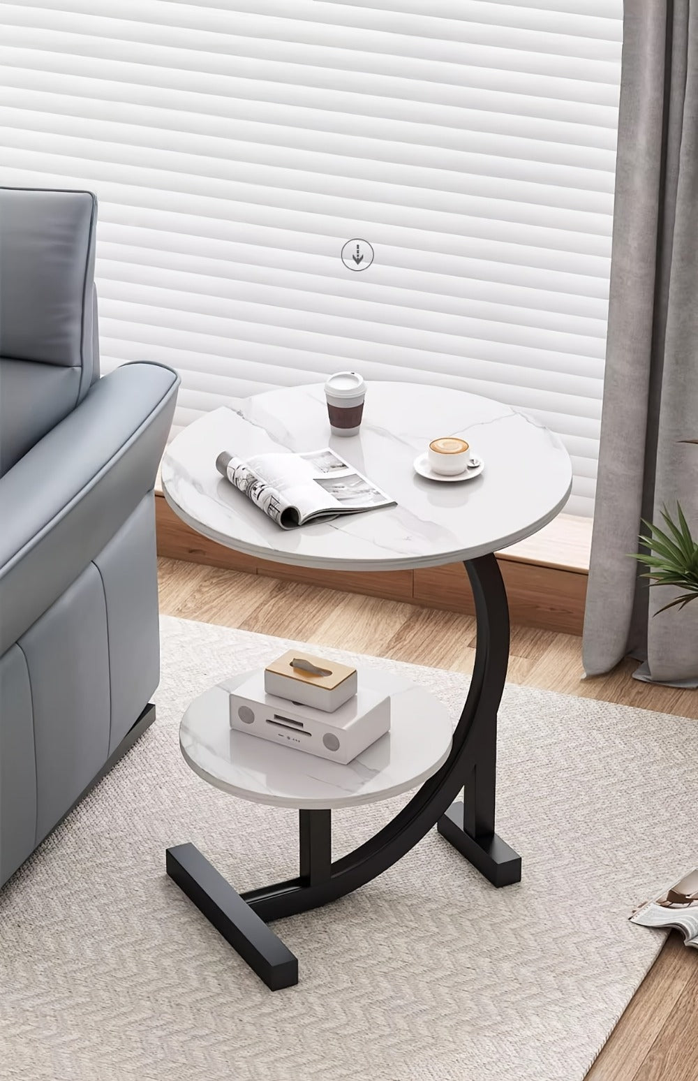 Round Side Table with Solid Wood Construction, Small Accent Table for Living Room detail image - detail view 15