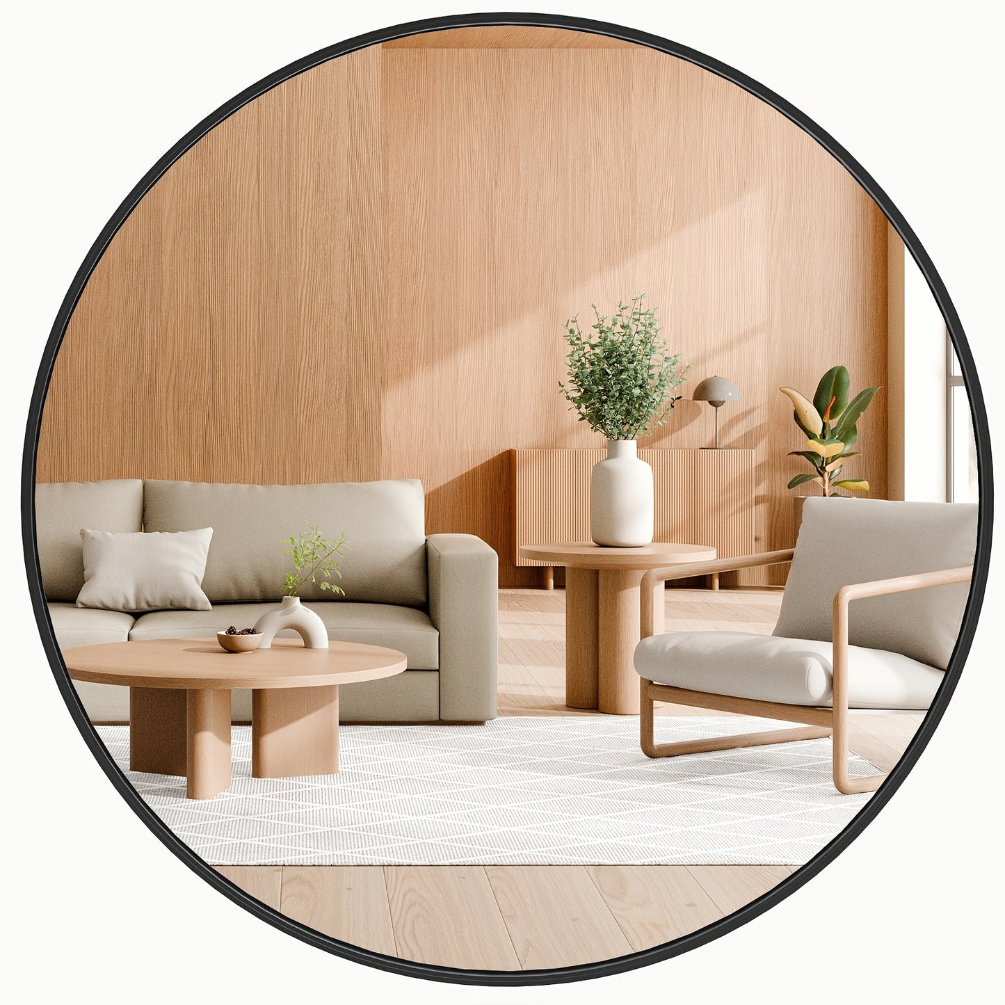 Wall Mirror shown in the Black, 36Inch option