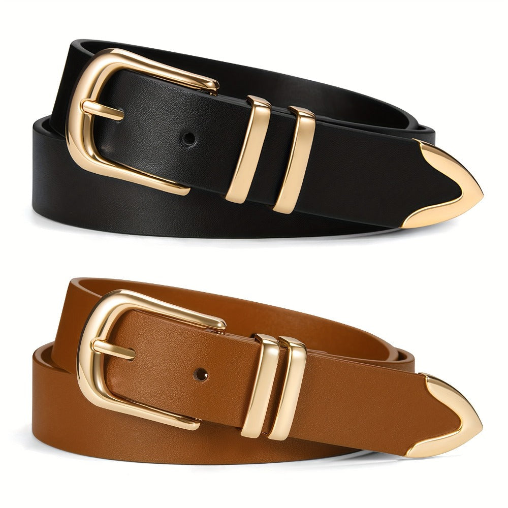 Women's Belt - 2-Pack 's Set Multi-Color Combination Versatile Waist for Dresses Pants - product detail view 7