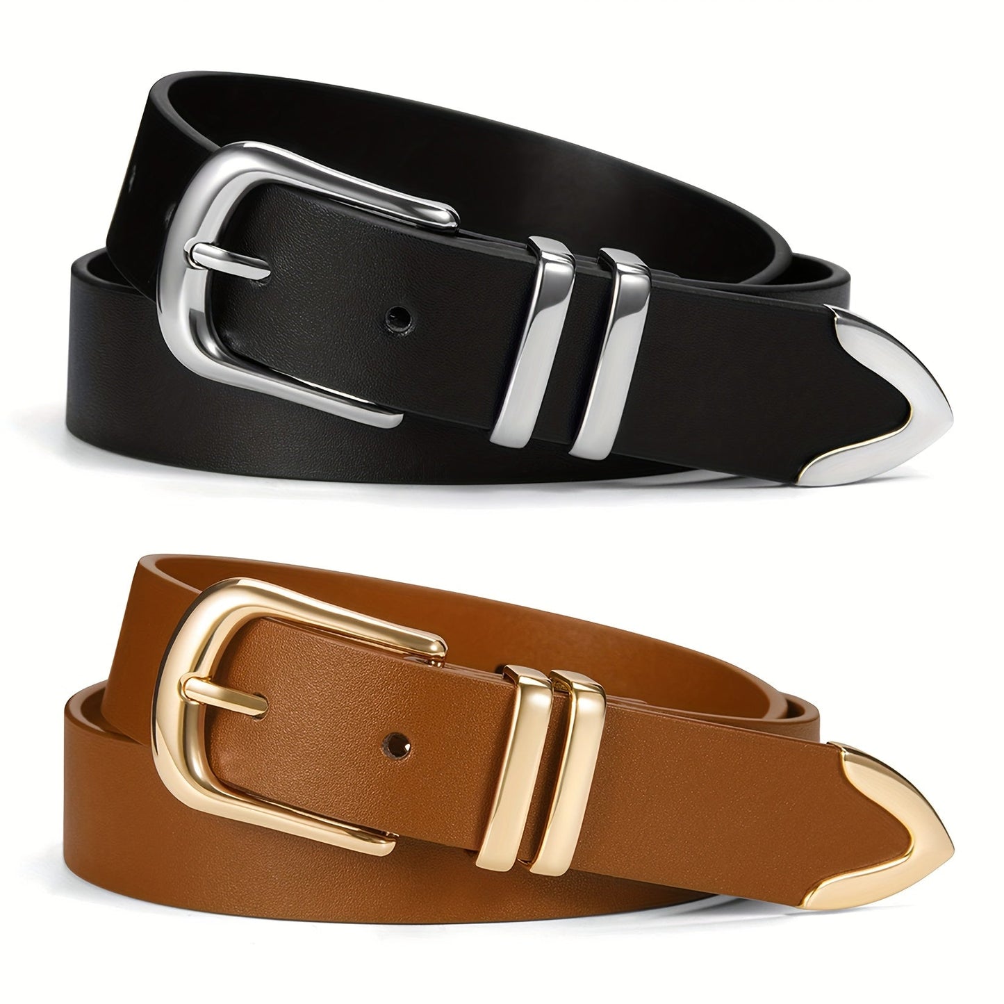 Women's Belt - 2-Pack 's Set Multi-Color Combination Versatile Waist for Dresses Pants - product detail view 28