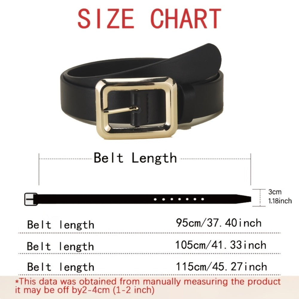 Women's Belt - 3-Pack 's Square Alloy Buckle Handmade Lightweight Luxury Versatile Waist - product detail view 4