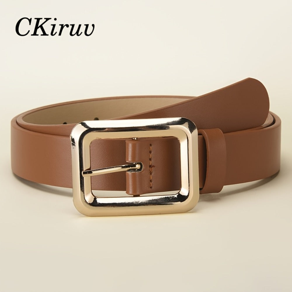 Women's Belt - 3-Pack 's Square Alloy Buckle Handmade Lightweight Luxury Versatile Waist - product detail view 6