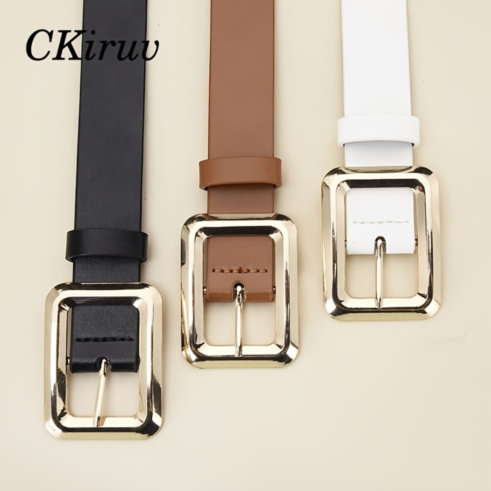 Women's Belt - 3-Pack 's Square Alloy Buckle Handmade Lightweight Luxury Versatile Waist - product detail view 9