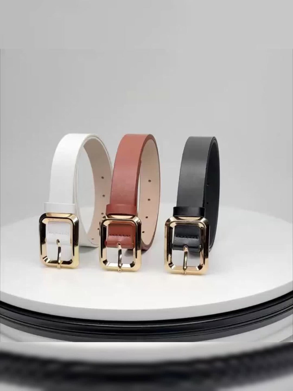 Women's Belt - 3-Pack 's Square Alloy Buckle Handmade Lightweight Luxury Versatile Waist - product detail view 11