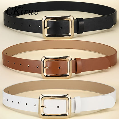 Women's Belt - 3-Pack 's Square Alloy Buckle Handmade Lightweight Luxury Versatile Waist - product detail view 12