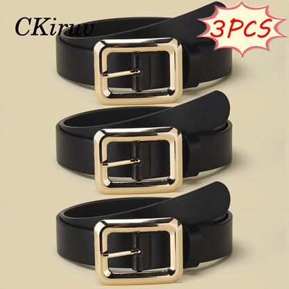 Women's Belt - 3-Pack 's Square Alloy Buckle Handmade Lightweight Luxury Versatile Waist - product detail view 15