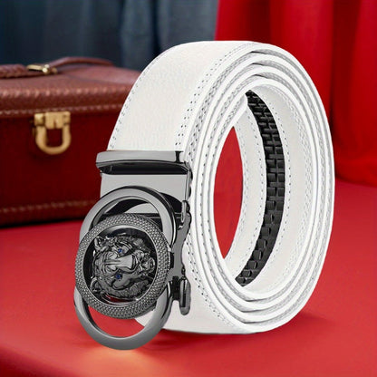 Men's Belt - Automatic Buckle Unisex Metal Clasp No Hole Adjustable Slide Ratchet Waist - product detail view 4