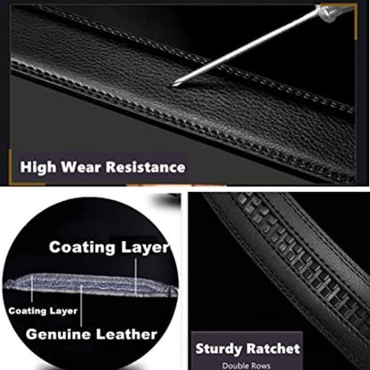 Men's Belt - Automatic Buckle Unisex Metal Clasp No Hole Adjustable Slide Ratchet Waist - product detail view 8