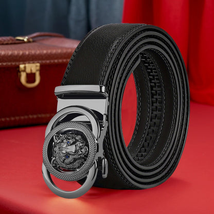 Men's Belt - Automatic Buckle Unisex Metal Clasp No Hole Adjustable Slide Ratchet Waist - product detail view 18