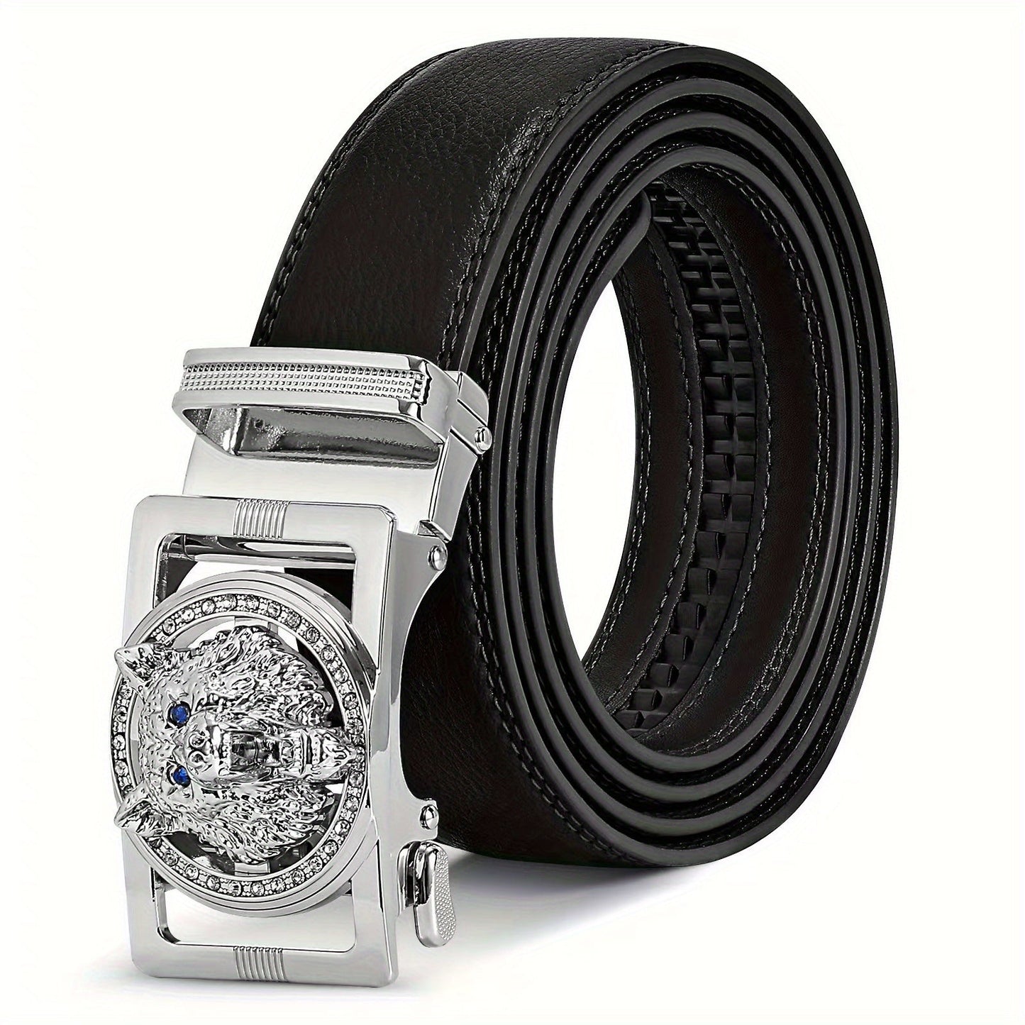 Men's Belt - Automatic Buckle Unisex Metal Clasp No Hole Adjustable Slide Ratchet Waist - product detail view 28