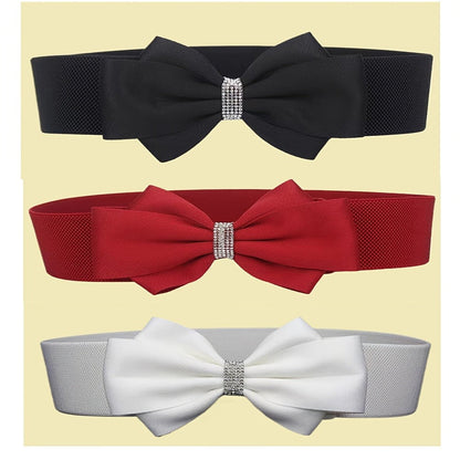 Women's Belt - Bow for 3Pcs Set - Large Bow Elastic Wide Waist Solid Color Decorative - main product view