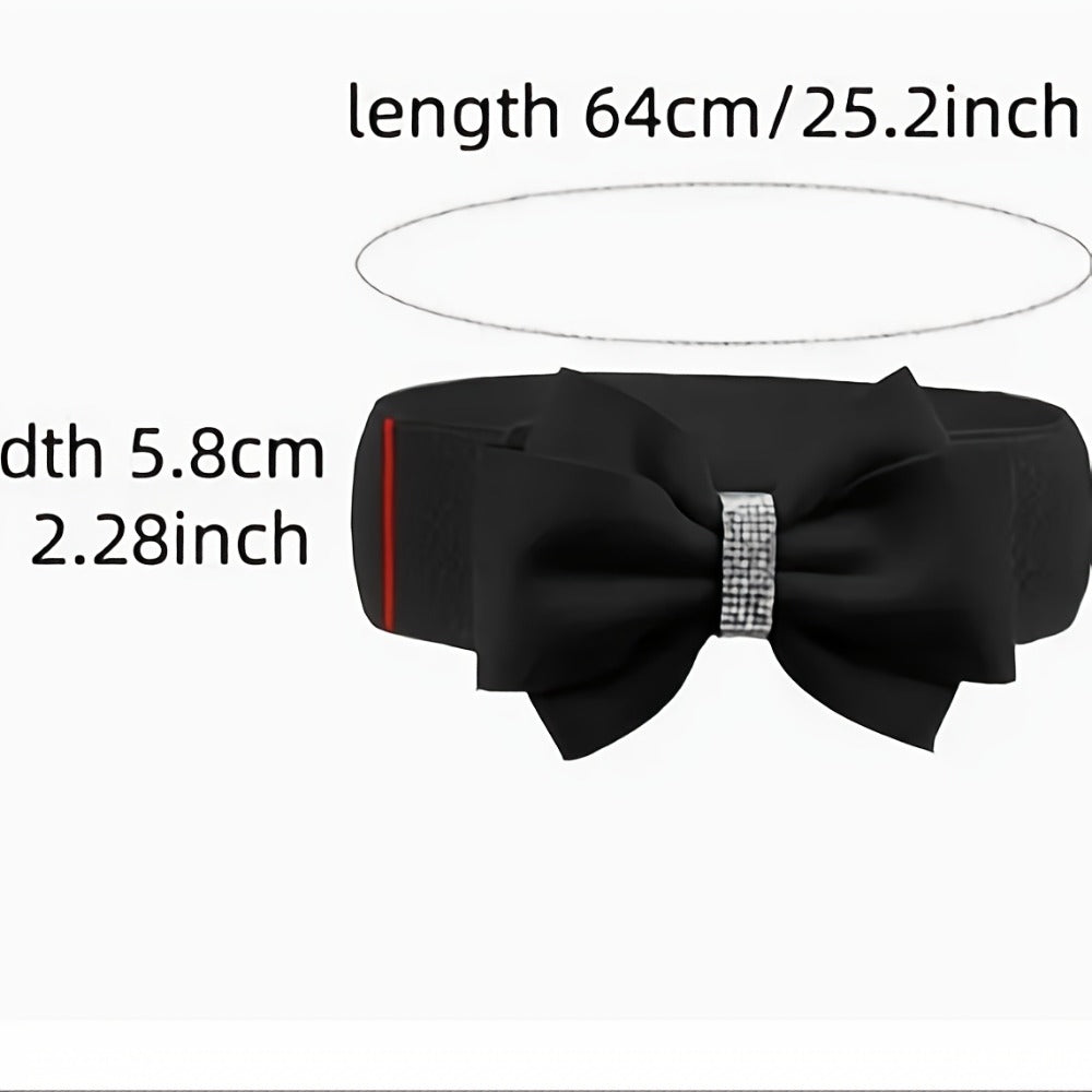 Women's Belt - Bow for 3Pcs Set - Large Bow Elastic Wide Waist Solid Color Decorative - product detail view 4