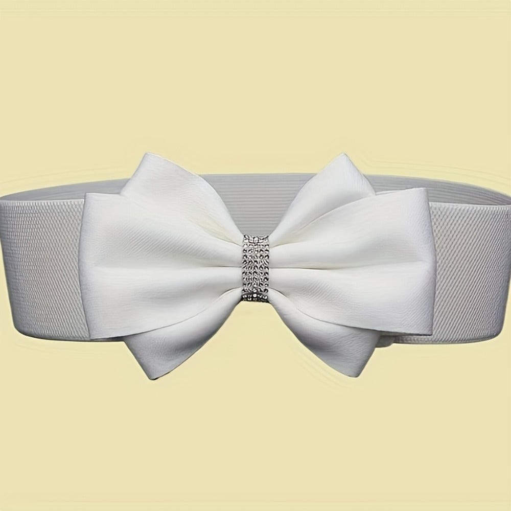 Women's Belt - Bow for 3Pcs Set - Large Bow Elastic Wide Waist Solid Color Decorative - product detail view 8