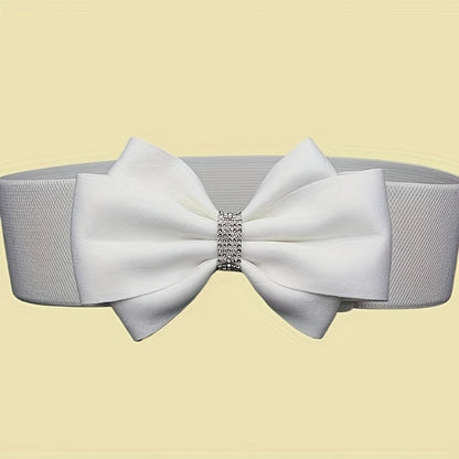 Women's Belt - Bow for 3Pcs Set - Large Bow Elastic Wide Waist Solid Color Decorative - product detail view 8