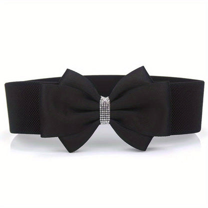Women's Belt - Bow for 3Pcs Set - Large Bow Elastic Wide Waist Solid Color Decorative - product detail view 9