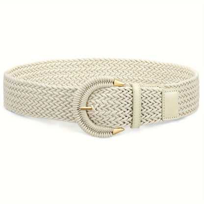 Women's Belt - Braided Rattan Wide for - Woven Waist with Half-Circle Buckle for Summer - product detail view 9