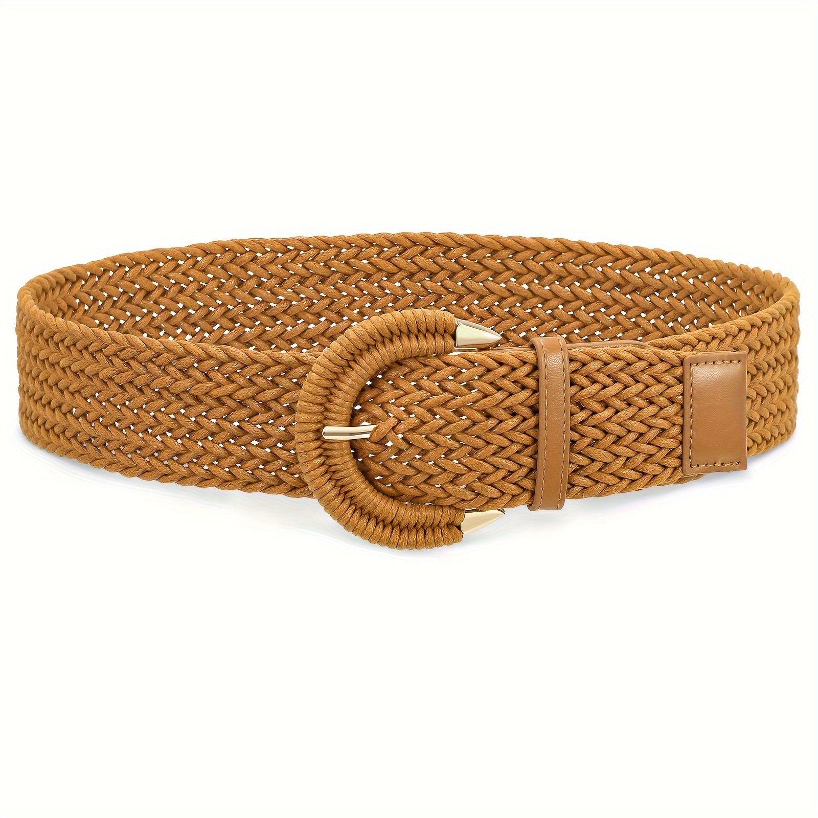 Women's Belt - Braided Rattan Wide for - Woven Waist with Half-Circle Buckle for Summer - product detail view 17