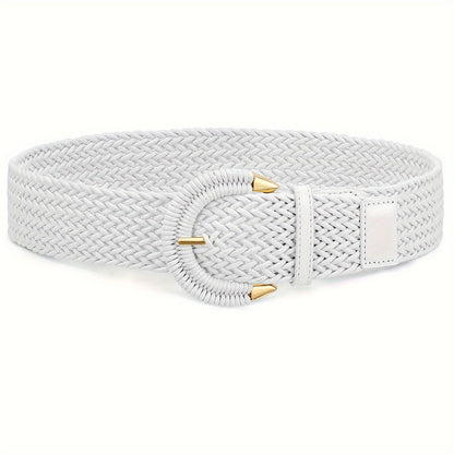 Women's Belt - Braided Rattan Wide for - Woven Waist with Half-Circle Buckle for Summer - product detail view 18