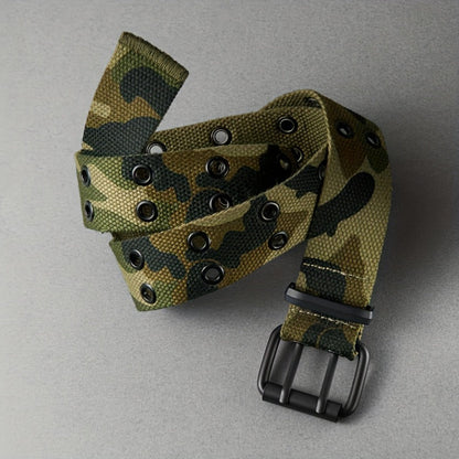 Men's Belt - Camouflage for Durable Canvas Strap, Black Alloy Single-Prong Buckle - product detail view 4