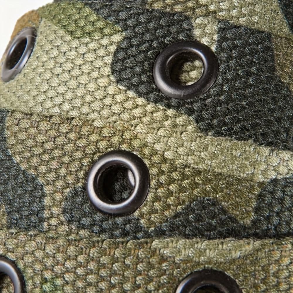 Men's Belt - Camouflage for Durable Canvas Strap, Black Alloy Single-Prong Buckle - product detail view 7