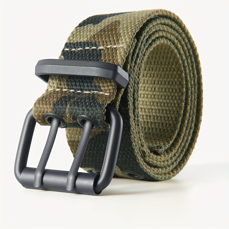 Men's Belt - Camouflage for Durable Canvas Strap, Black Alloy Single-Prong Buckle - product detail view 8