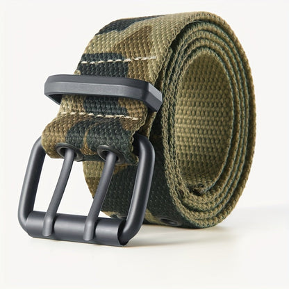 Men's Belt - Camouflage for Durable Canvas Strap, Black Alloy Single-Prong Buckle - product detail view 8