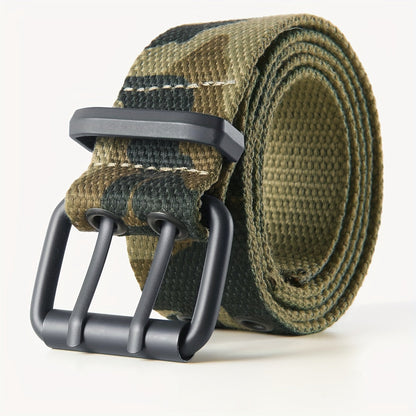 Men's Belt - Camouflage for Durable Canvas Strap, Black Alloy Single-Prong Buckle - product detail view 9