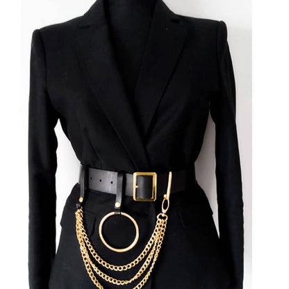 Women's Belt - Chain Harness for Street Punk Circle Chain Decor Stainless Steel Buckle - product detail view 3