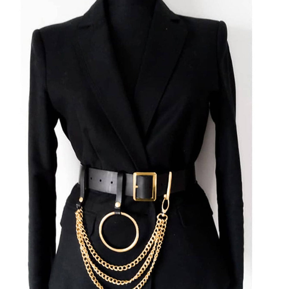 Women's Belt - Chain Harness for Street Punk Circle Chain Decor Stainless Steel Buckle - product detail view 8