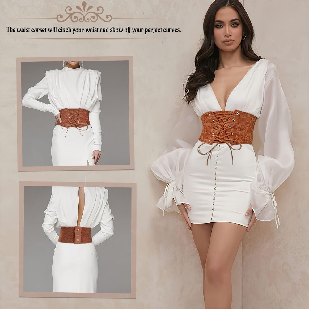 Women's Belt - Corset for Lace Up Wide Waist Cincher - Elastic Waspie Underbust Corset - product detail view 4