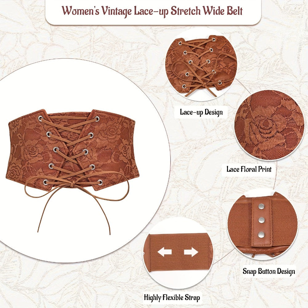 Women's Belt - Corset for Lace Up Wide Waist Cincher - Elastic Waspie Underbust Corset - product detail view 7