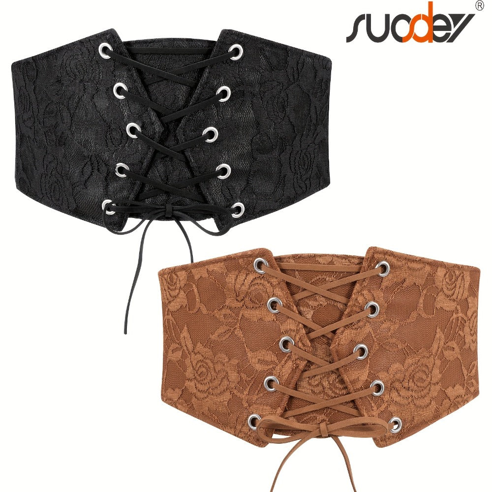 Women's Belt - Corset for Lace Up Wide Waist Cincher - Elastic Waspie Underbust Corset - product detail view 10