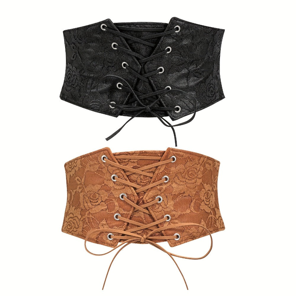 Women's Belt - Corset for Lace Up Wide Waist Cincher - Elastic Waspie Underbust Corset - product detail view 16