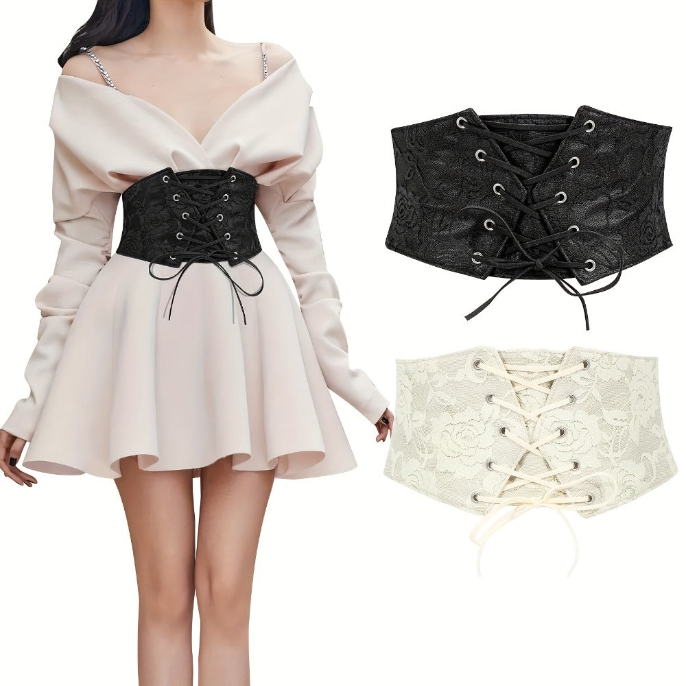Women's Belt - Corset for Lace Up Wide Waist Cincher - Elastic Waspie Underbust Corset - product detail view 17