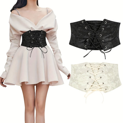 Women's Belt - Corset for Lace Up Wide Waist Cincher - Elastic Waspie Underbust Corset - product detail view 17