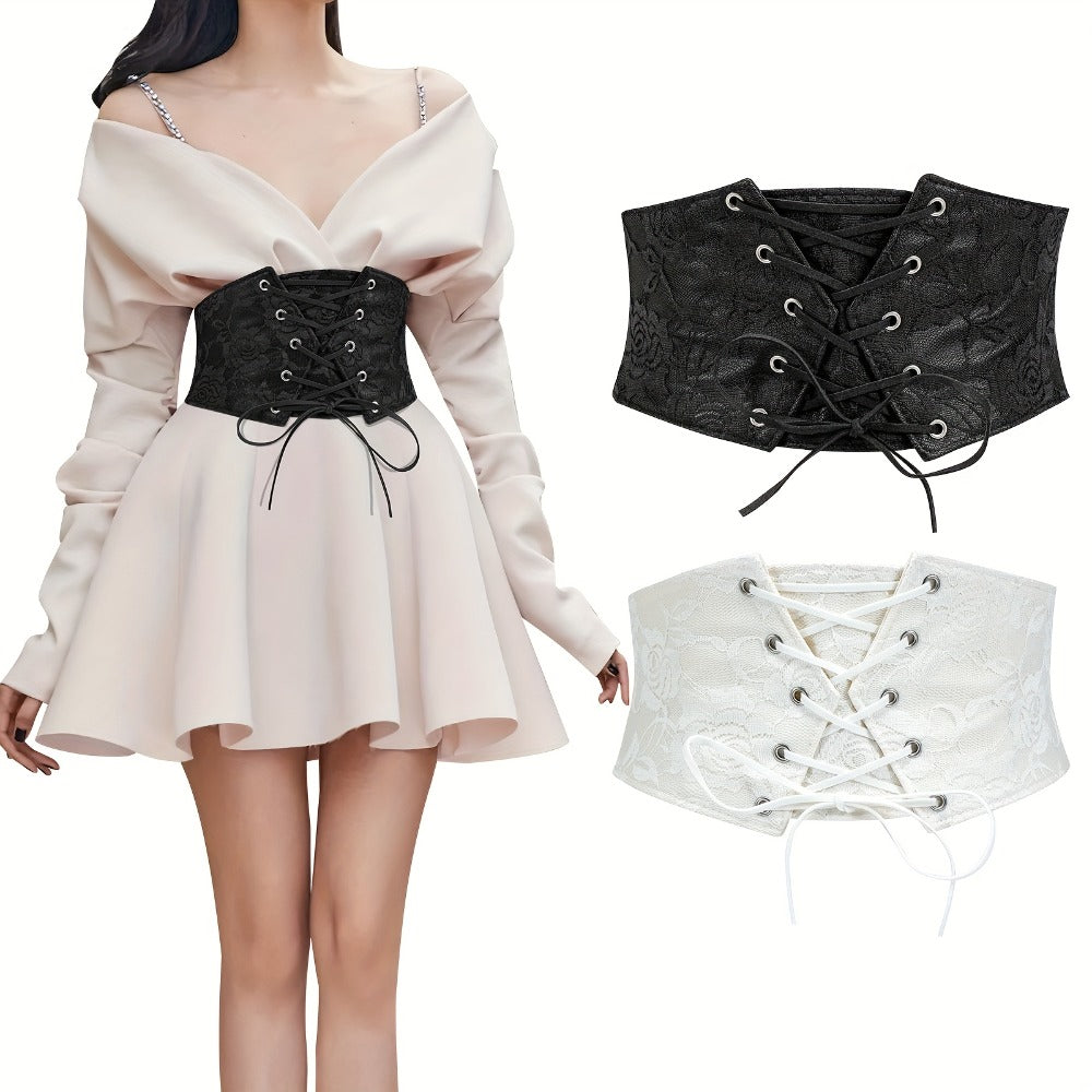 Women's Belt - Corset for Lace Up Wide Waist Cincher - Elastic Waspie Underbust Corset - product detail view 18