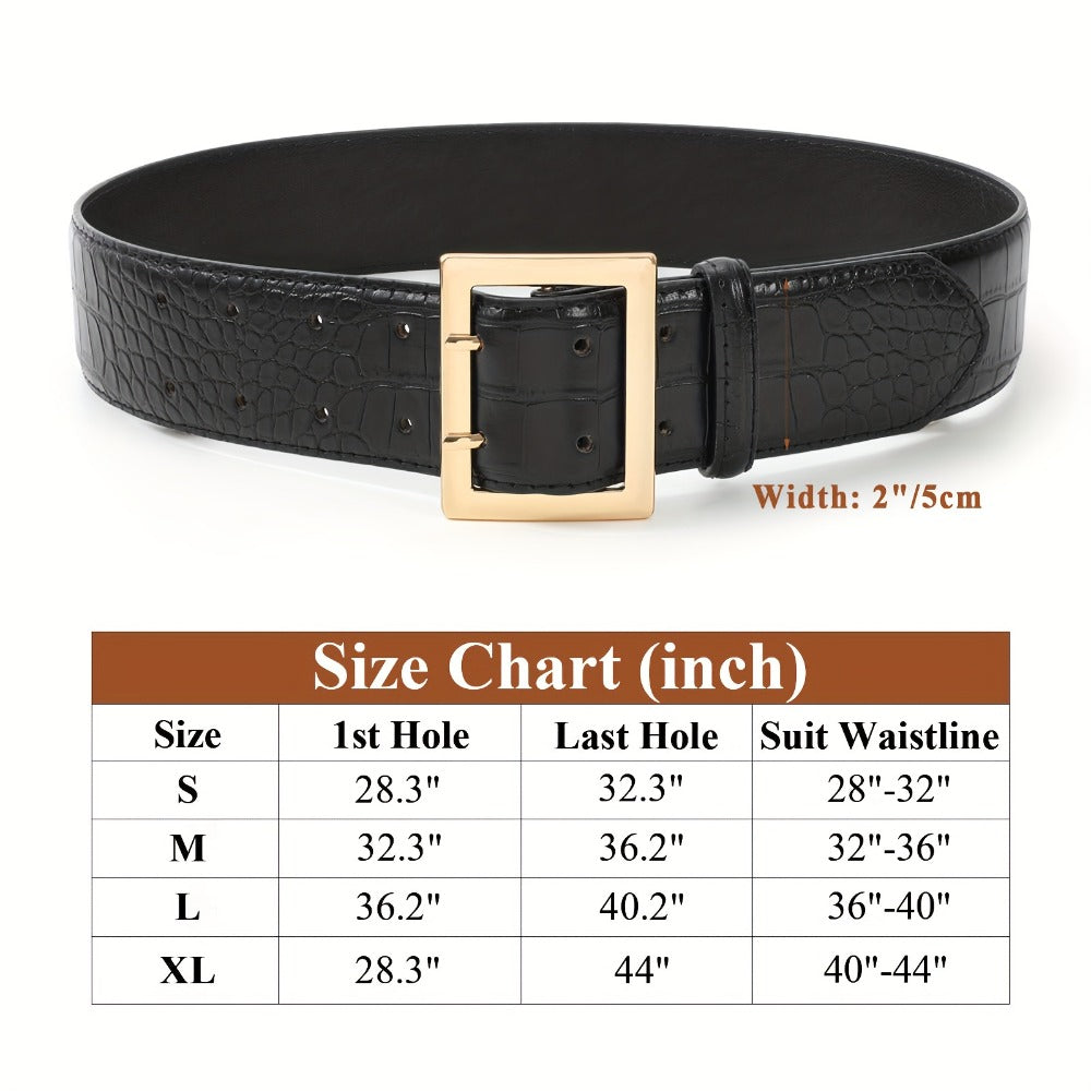 Women's Belt - Crocodile Pattern Wide for - Fashion Textured Waist for Jeans Dress Pants - product detail view 2