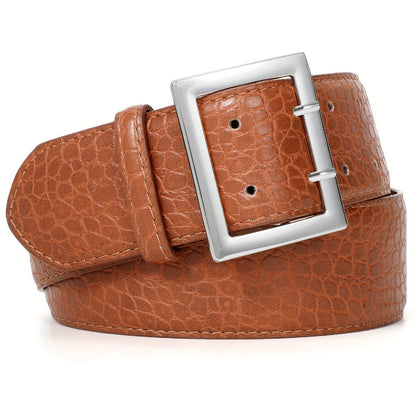 Women's Belt - Crocodile Pattern Wide for - Fashion Textured Waist for Jeans Dress Pants - product detail view 5