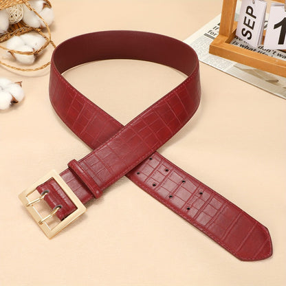 Women's Belt - Crocodile Pattern Wide for - Fashion Textured Waist for Jeans Dress Pants - product detail view 6