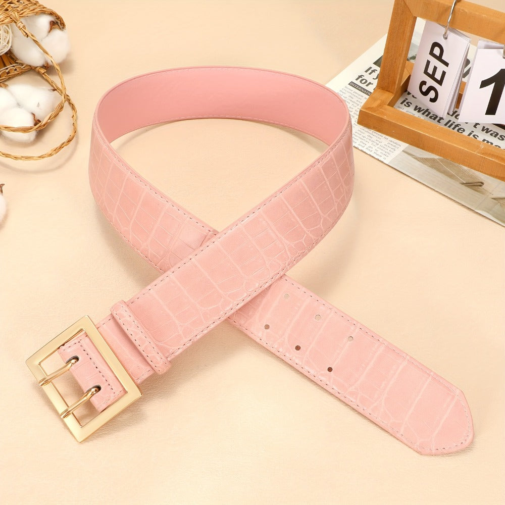 Women's Belt - Crocodile Pattern Wide for - Fashion Textured Waist for Jeans Dress Pants - product detail view 8