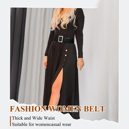 Women's Belt - Crocodile Pattern Wide for - Fashion Textured Waist for Jeans Dress Pants - product detail view 10