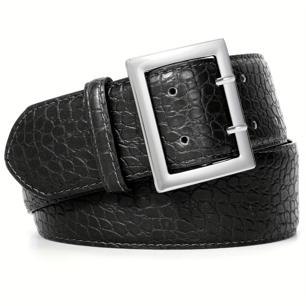 Women's Belt - Crocodile Pattern Wide for - Fashion Textured Waist for Jeans Dress Pants - product detail view 12