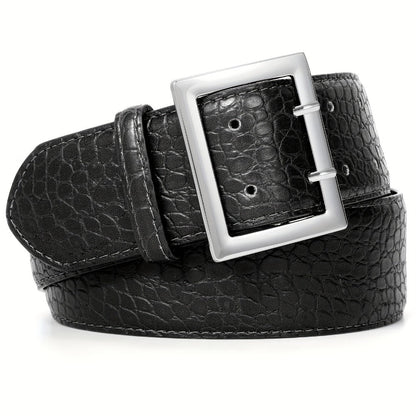 Women's Belt - Crocodile Pattern Wide for - Fashion Textured Waist for Jeans Dress Pants - product detail view 12